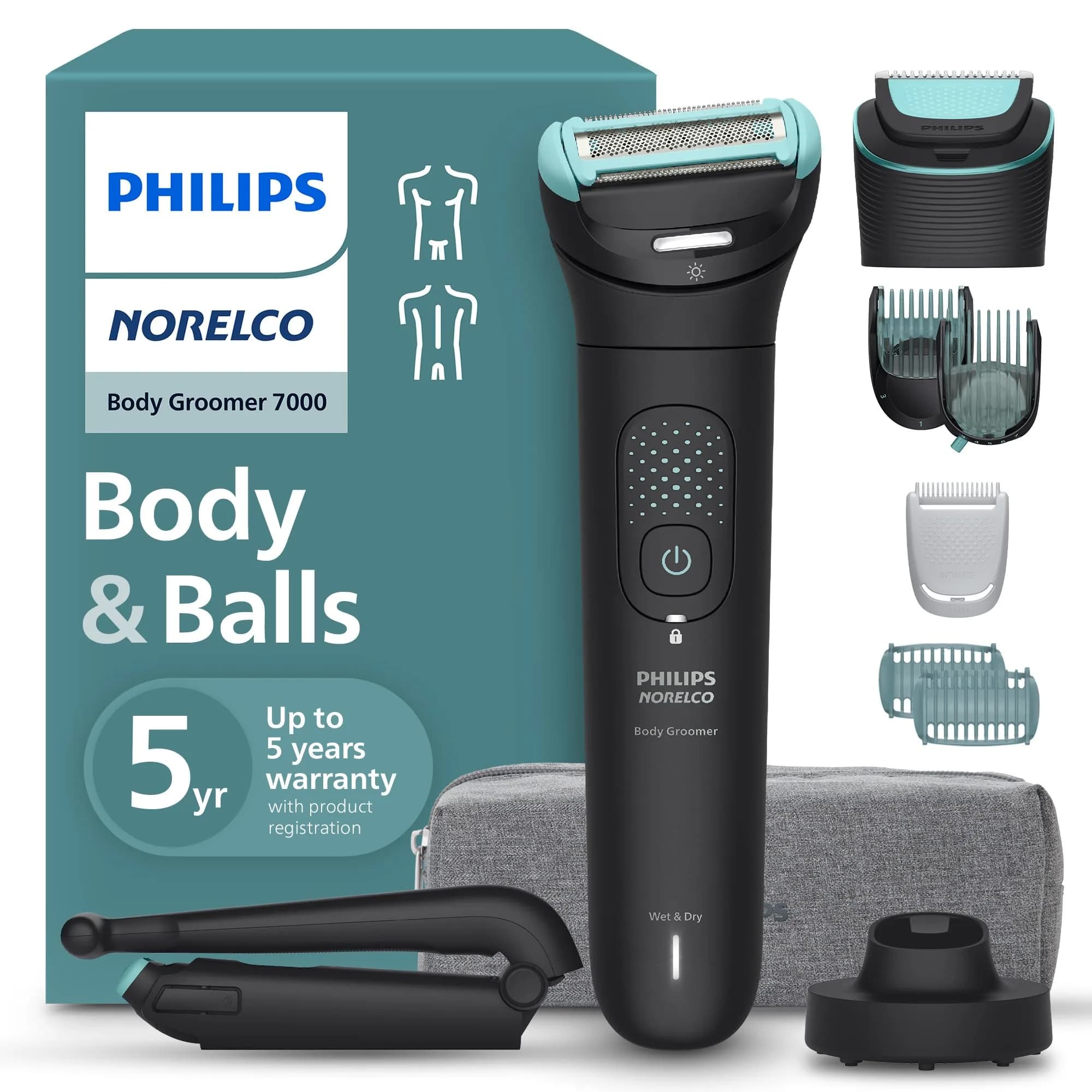 Philips Norelco Body Groomer 7000 Series BG7490/50 | Waterproof Men's Full Body Groomer with Travel Case, 120 Min Runtime - main product image
