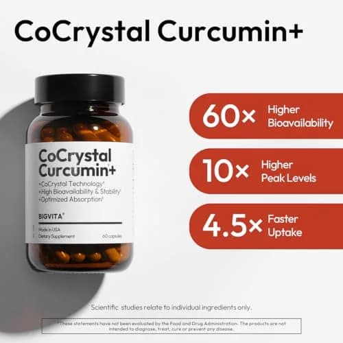 BIGVITA CoCrystal Curcumin+ 60 Capsules | 60x Absorption with Curcumin & L-Carnitine | Dietary Supplement for Daily Wellness | Made in USA thumbnail 3