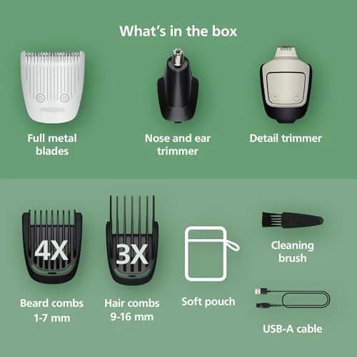 Philips Norelco All-in-One 3000 Beard Trimmer 16mm (0.63in) | 13-in-1 Grooming Kit with Steel Blades thumbnail 3