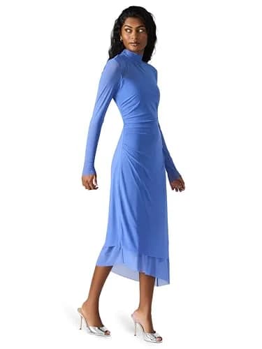 Steve Madden Blare Dress, Cobalt | Mock Neck, Mid Waist, Long Sleeve, Solid, Spring/Summer thumbnail 2