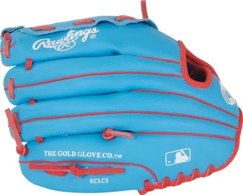 Rawlings Player's Series Youth Baseball Glove 10.5" | Right Hand Throw | Columbia Blue/Scarlet thumbnail 5