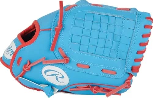 Rawlings Player's Series Youth Baseball Glove 10.5" | Right Hand Throw | Columbia Blue/Scarlet thumbnail 2
