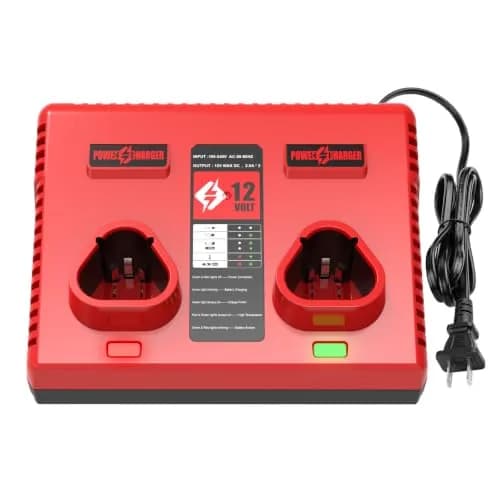 Ahomtikk Dual Port 12V Battery Charger 2A Output | Charges Two Mil-Waukee Batteries Simultaneously thumbnail 9
