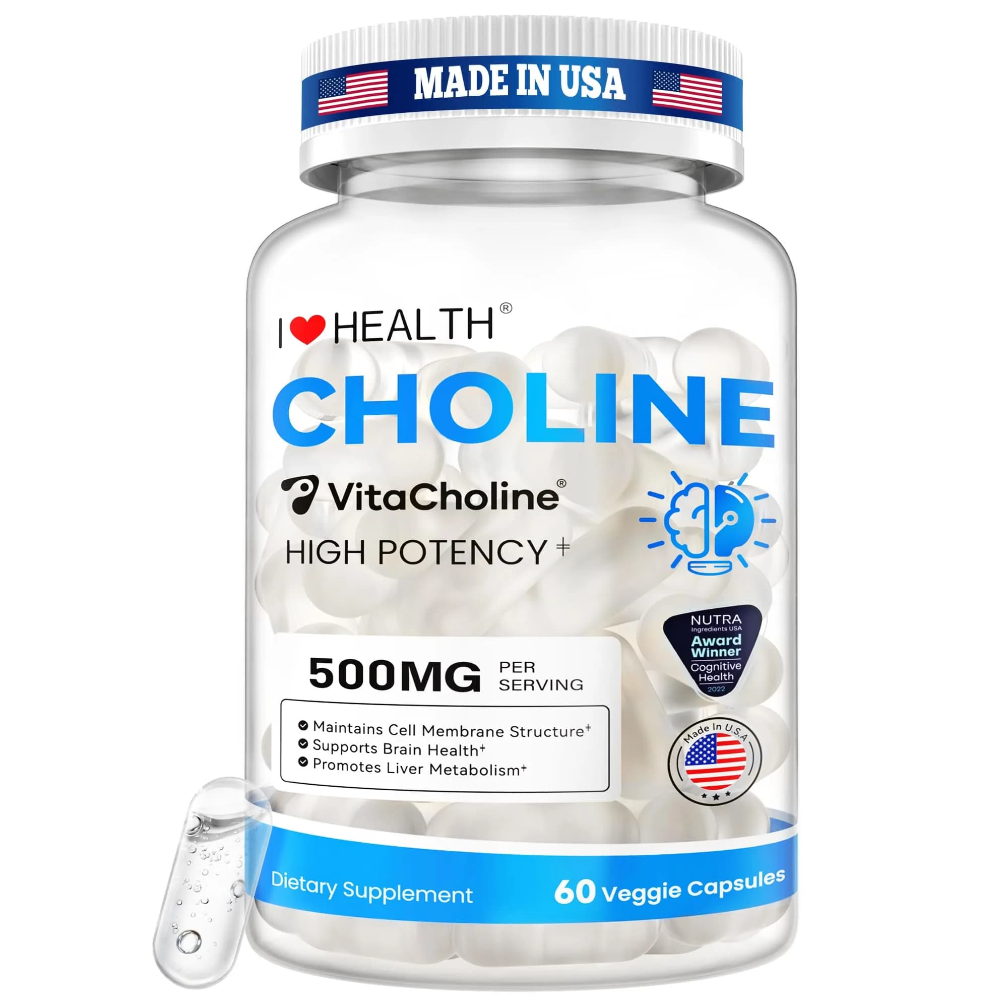I LOVE HEALTH Liquid Choline Supplement 500mg | Supports Pregnancy & Brain Health