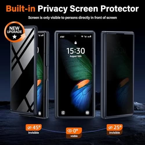 MOBOSI for Z Fold 7 Case with Privacy Screen Protector, Black | Slim Magnetic Cover with Full Hinge & Kickstand thumbnail 6