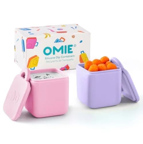 Omie OmieBox Leakproof Dip Containers 2 Pack Pink/Purple | 118ml (4 fl oz) Airtight Silicone — Pink/Purple