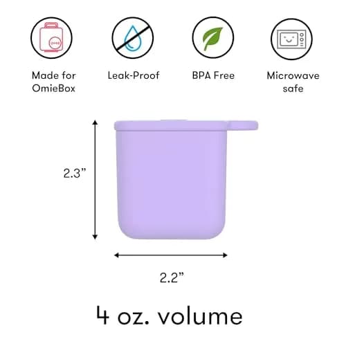 Omie OmieBox Leakproof Dip Containers 2 Pack Pink/Purple | 118ml (4 fl oz) Airtight Silicone thumbnail 6