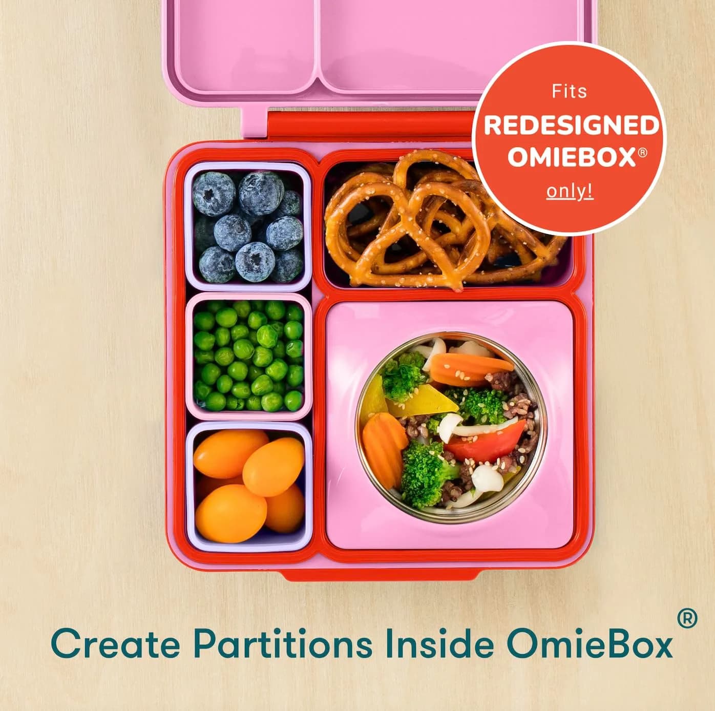 Omie OmieBox Leakproof Dip Containers 2 Pack Pink/Purple | 118ml (4 fl oz) Airtight Silicone - view 3