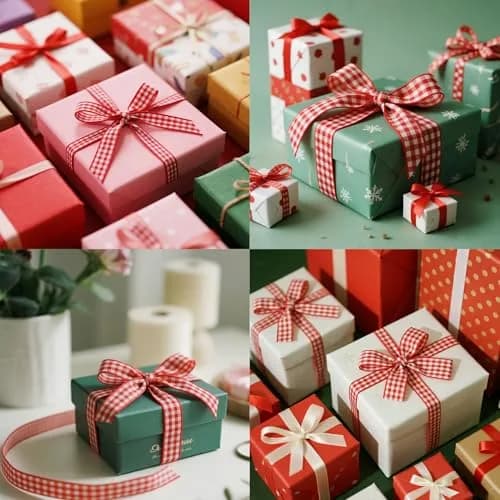 QingHan Red and White Gingham Ribbon 1.59 cm (5/8 Inch) 22.86 m (25 Yards) | Classic Pattern for Crafts & Gift Wrapping thumbnail 4