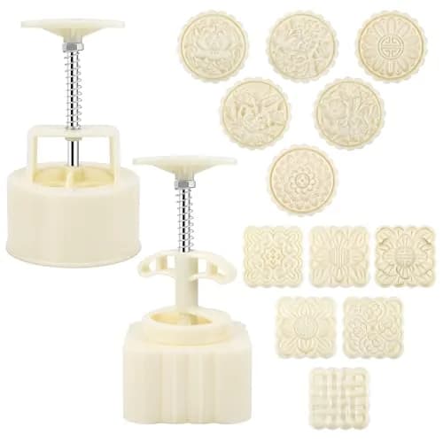 Luxiv Mooncake Mold Set 200g | 12 Patterns Round & Square Food-Grade thumbnail 1