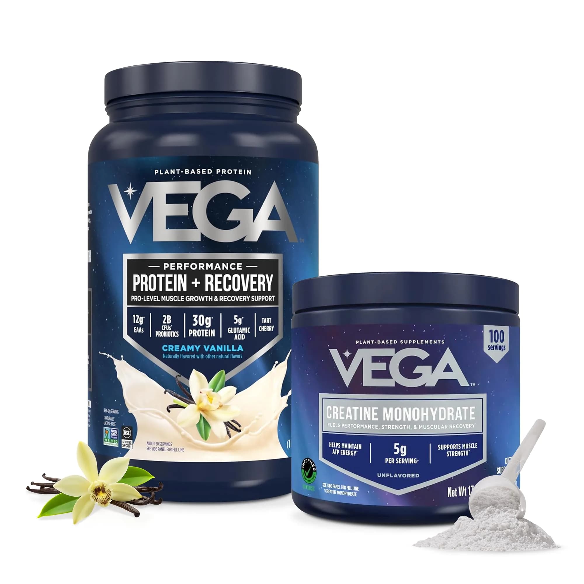 Vega Protein + Recovery Vanilla & Creatine Monohydrate Powder Bundle - 1.8 lbs - main product image