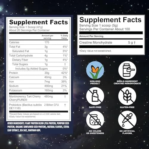 Vega Protein + Recovery Vanilla & Creatine Monohydrate Powder Bundle - 1.8 lbs thumbnail 4
