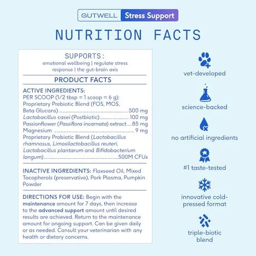 Native Pet GutWell Stress Support Dog Anxiety Relief Supplement 60 Scoops | Vet-Formulated Triple-Biotic & Magnesium Powder thumbnail 5