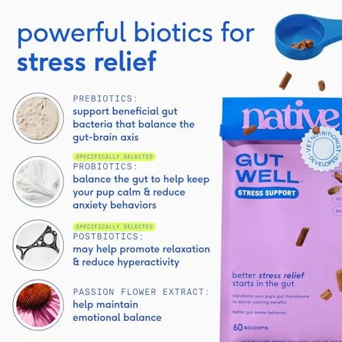 Native Pet GutWell Stress Support Dog Anxiety Relief Supplement 60 Scoops | Vet-Formulated Triple-Biotic & Magnesium Powder thumbnail 3