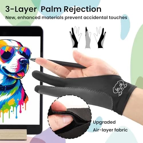 Kortimu Cute Puppy Drawing Glove: 3-Layer Palm Rejection for iPad & Drawing Tablet thumbnail 4