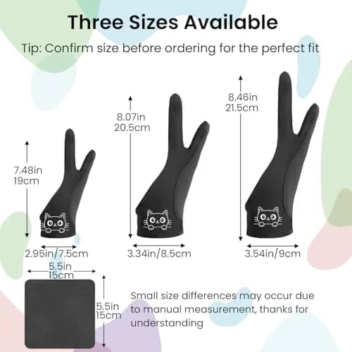 Kortimu Cute Kitty Drawing Glove with Palm Rejection for iPad & Tablets, Medium (2-Pack) thumbnail 9