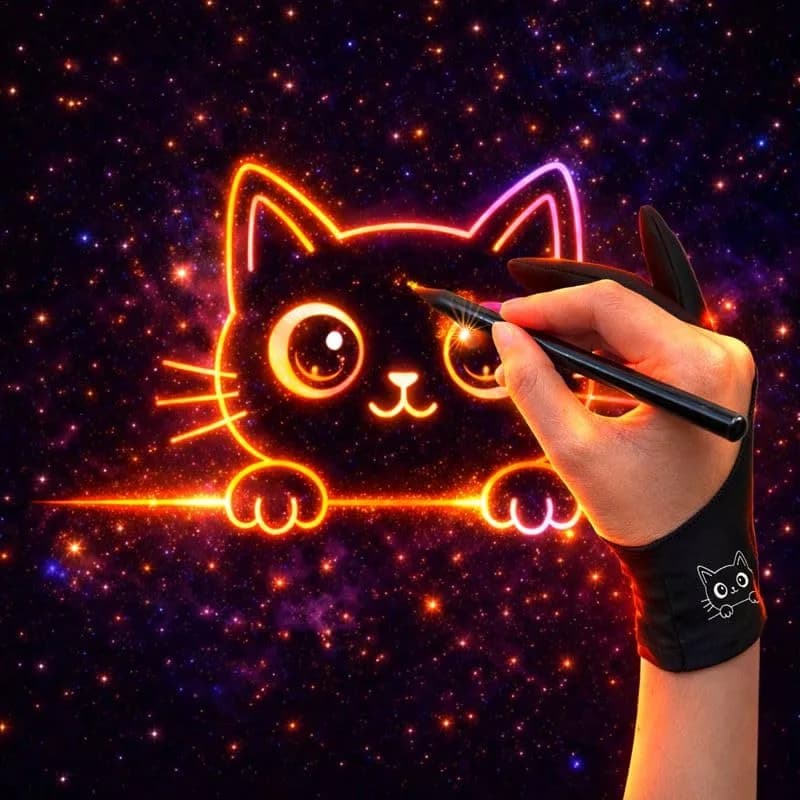 Kortimu Cute Kitty Drawing Glove with Palm Rejection for iPad & Tablets, Medium (2-Pack) thumbnail 2