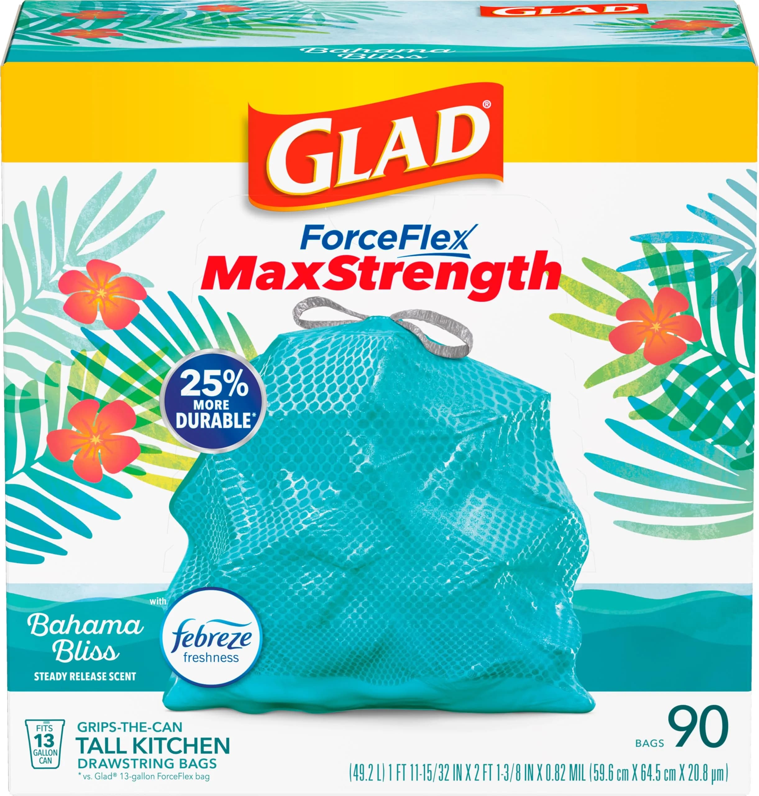 Glad Tall Kitchen Trash Bags 13 Gallon, MaxStrength Drawstring | Strong Bags for Indian Homes - main product image