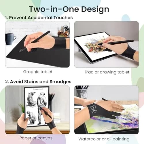 Kortimu Cute Puppy Drawing Glove 3-Layer Palm Rejection for iPad & Tablets | Ambidextrous Sketch Mitts thumbnail 5