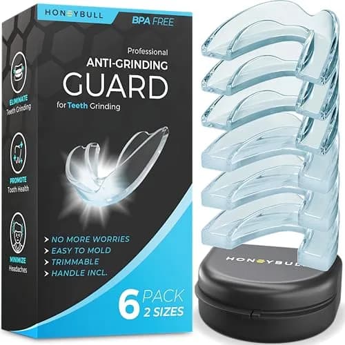 HONEYBULL Custom Moldable Night Guards 6 Pack (Thin & Thick) | Boil and Bite for Teeth Grinding thumbnail 1