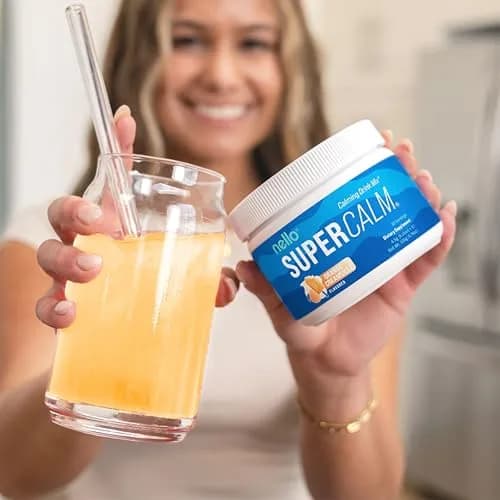 Nello Supercalm Powdered Drink Mix Tub, Cortisol Reducer & Sleep Aid Supplement, L-Theanine, KSM-66 Ashwagandha, Magnesium Glycinate, Vitamin D3, 30 Servings, Orange Creamsicle thumbnail 5