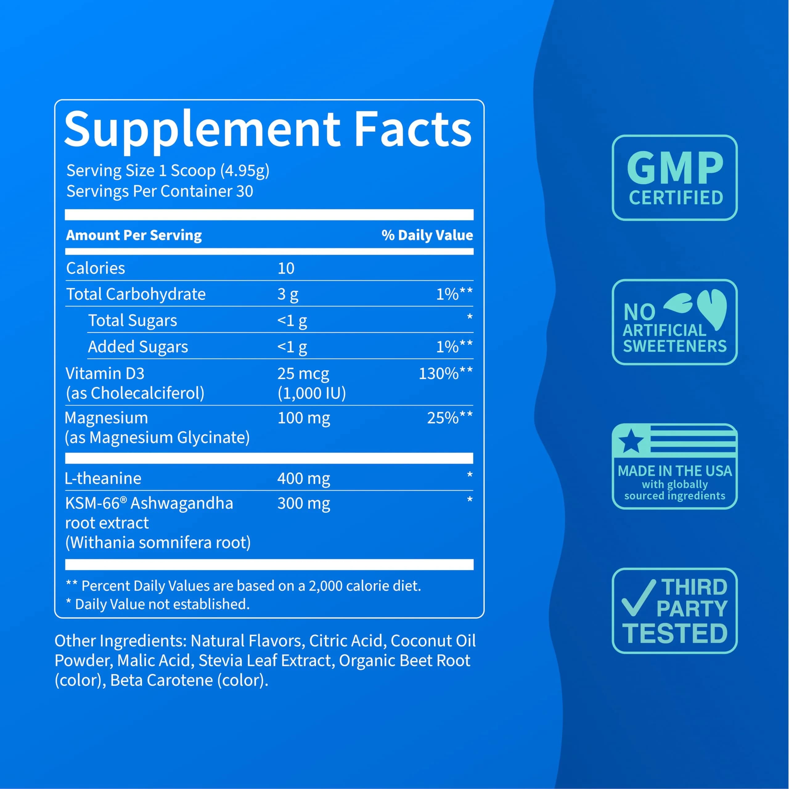 Nello Supercalm Powdered Drink Mix Tub, Cortisol Reducer & Sleep Aid Supplement, L-Theanine, KSM-66 Ashwagandha, Magnesium Glycinate, Vitamin D3, 30 Servings, Orange Creamsicle - view 4
