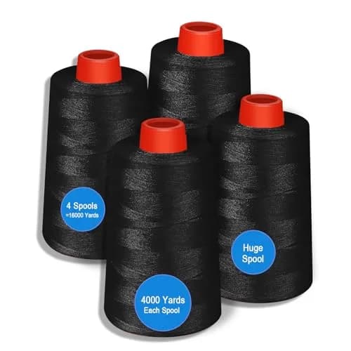 AOFITOA Black Sewing Thread 4 Pack | 40S/2, 24000Y, Durable Polyester for Serger & Machine thumbnail 1