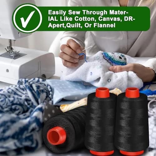 AOFITOA Black Sewing Thread 4 Pack | 40S/2, 24000Y, Durable Polyester for Serger & Machine thumbnail 5