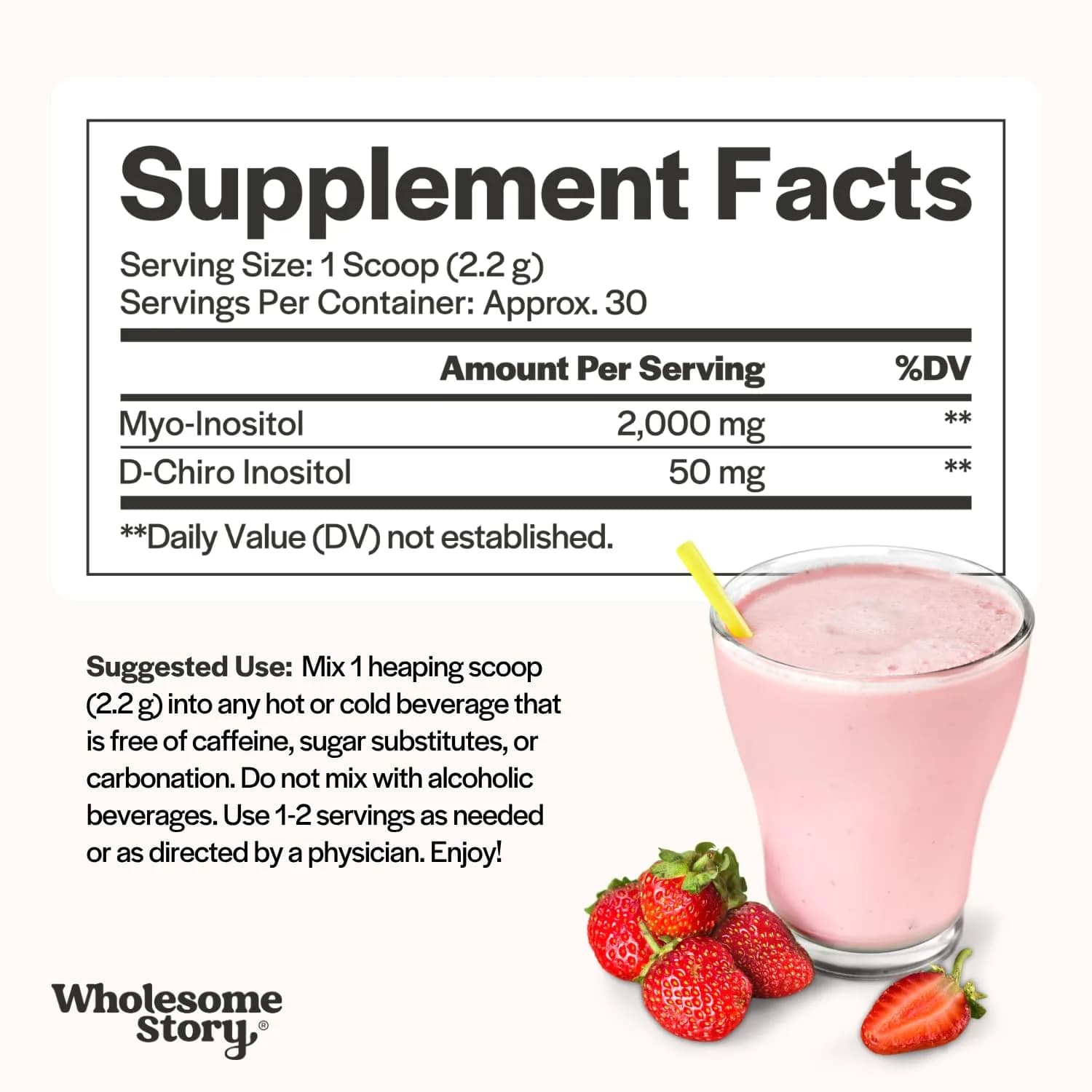 Wholesome Story Myo-Inositol & D-Chiro Inositol Powder 13.97 oz | Hormonal Balance & Ovarian Function - view 2