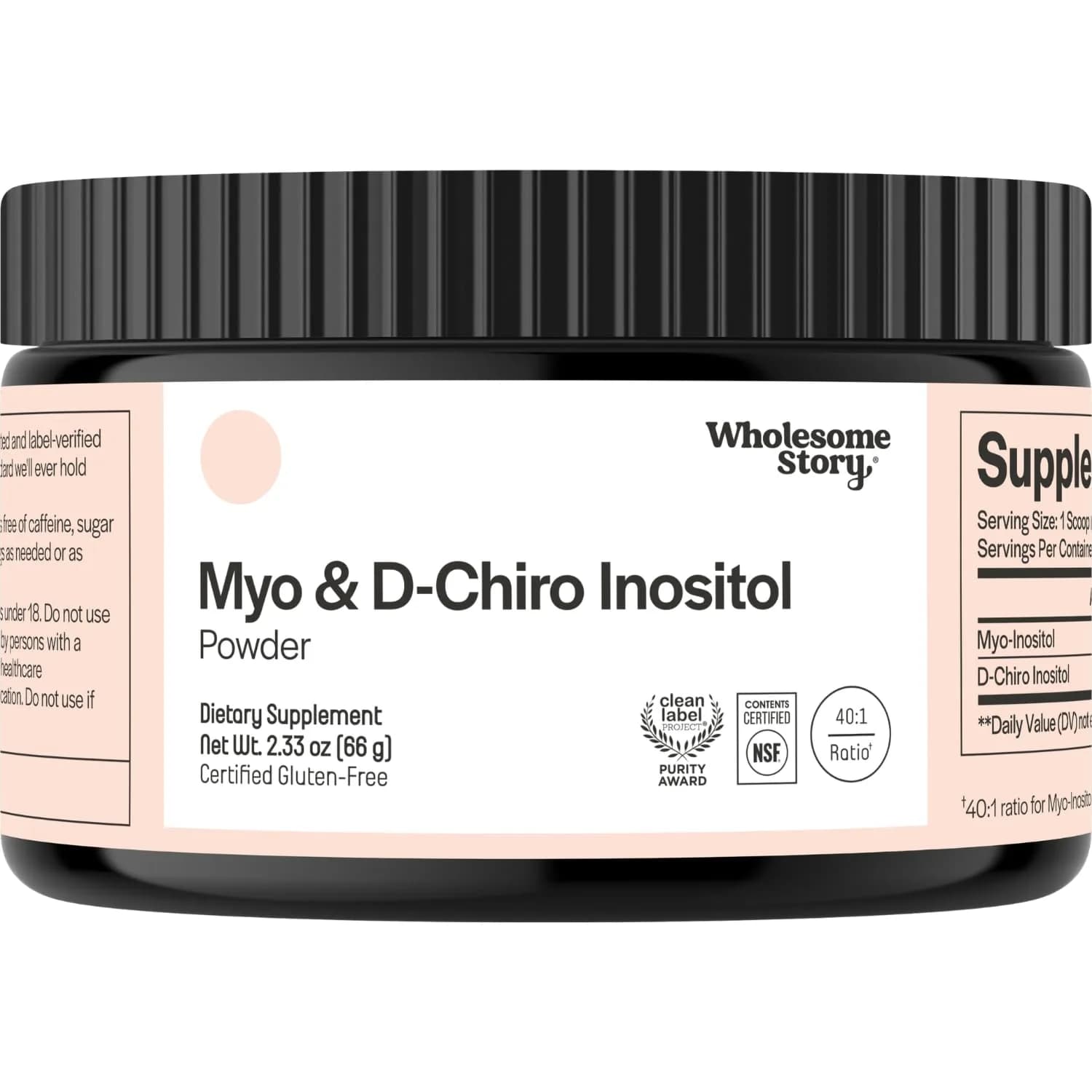 Wholesome Story Myo-Inositol & D-Chiro Inositol Powder 2.33 oz (66g) | Supports Hormonal Balance & Ovarian Function — 13.97 Ounce