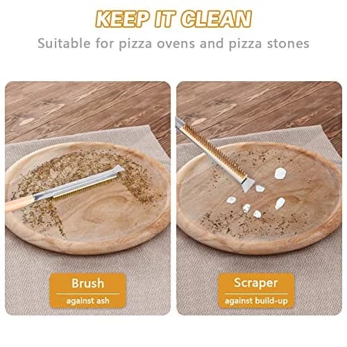 Aolso Pizza Oven Brush 26" Brass Bristles & Stainless Steel Scraper | For Pizza Stones & Grills thumbnail 4