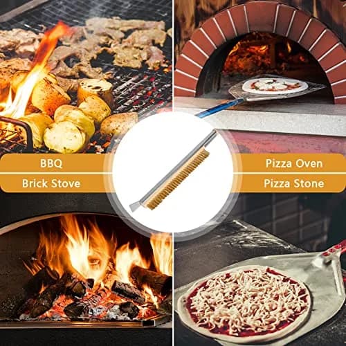 Aolso Pizza Oven Brush 26" Brass Bristles & Stainless Steel Scraper | For Pizza Stones & Grills thumbnail 7