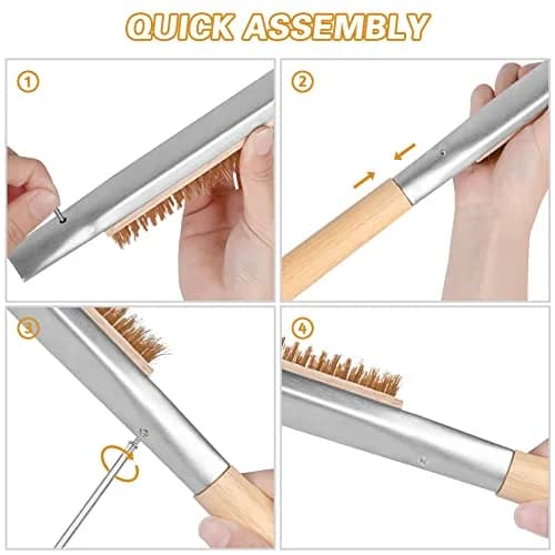 Aolso Pizza Oven Brush 26" Brass Bristles & Stainless Steel Scraper | For Pizza Stones & Grills thumbnail 3