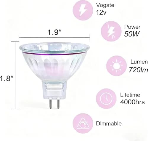 GMY MR16 Halogen Bulbs 50W 12V GU5.3 Warm White Dimmable Spotlight 36° Bin-Pin Base 12 Pack | Specialty Accent Lighting thumbnail 3