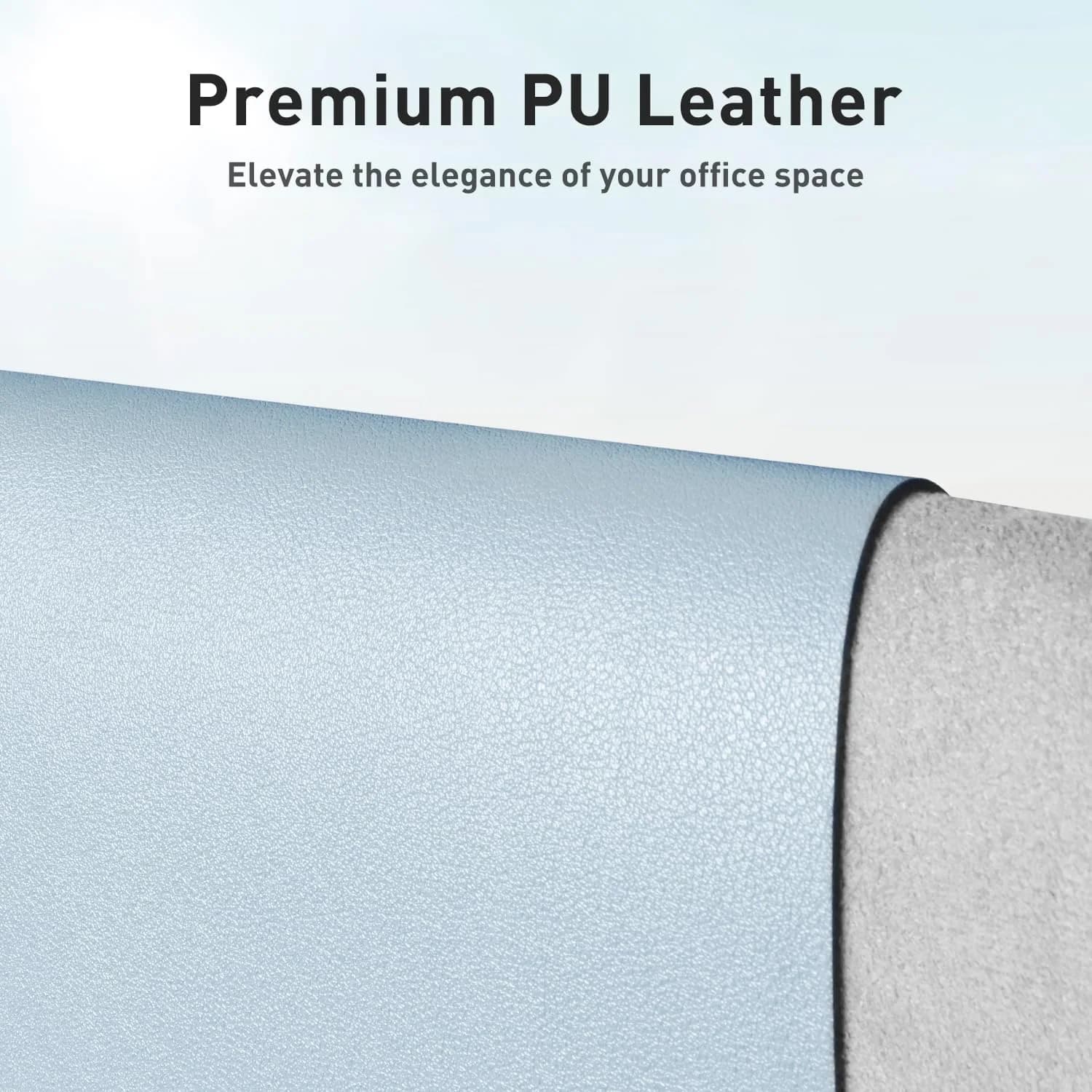 Aothia Faux Leather Desk Mat Large Mouse Pad 47.2" x 23.6" Baby Blue | Protects Your Desk from Scratches and Spills - view 2