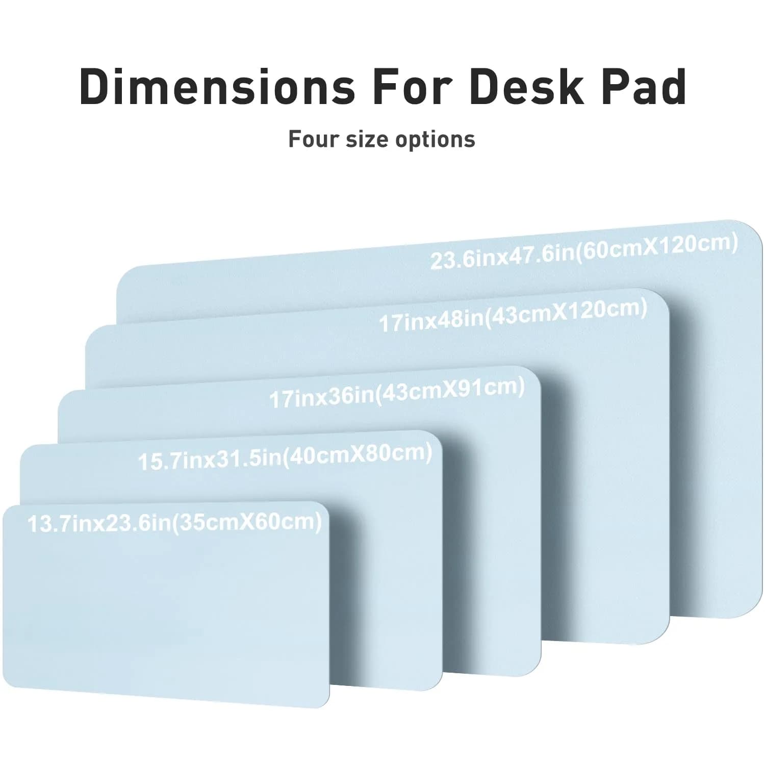 Aothia Faux Leather Desk Mat Large Mouse Pad 47.2" x 23.6" Baby Blue | Protects Your Desk from Scratches and Spills - view 5