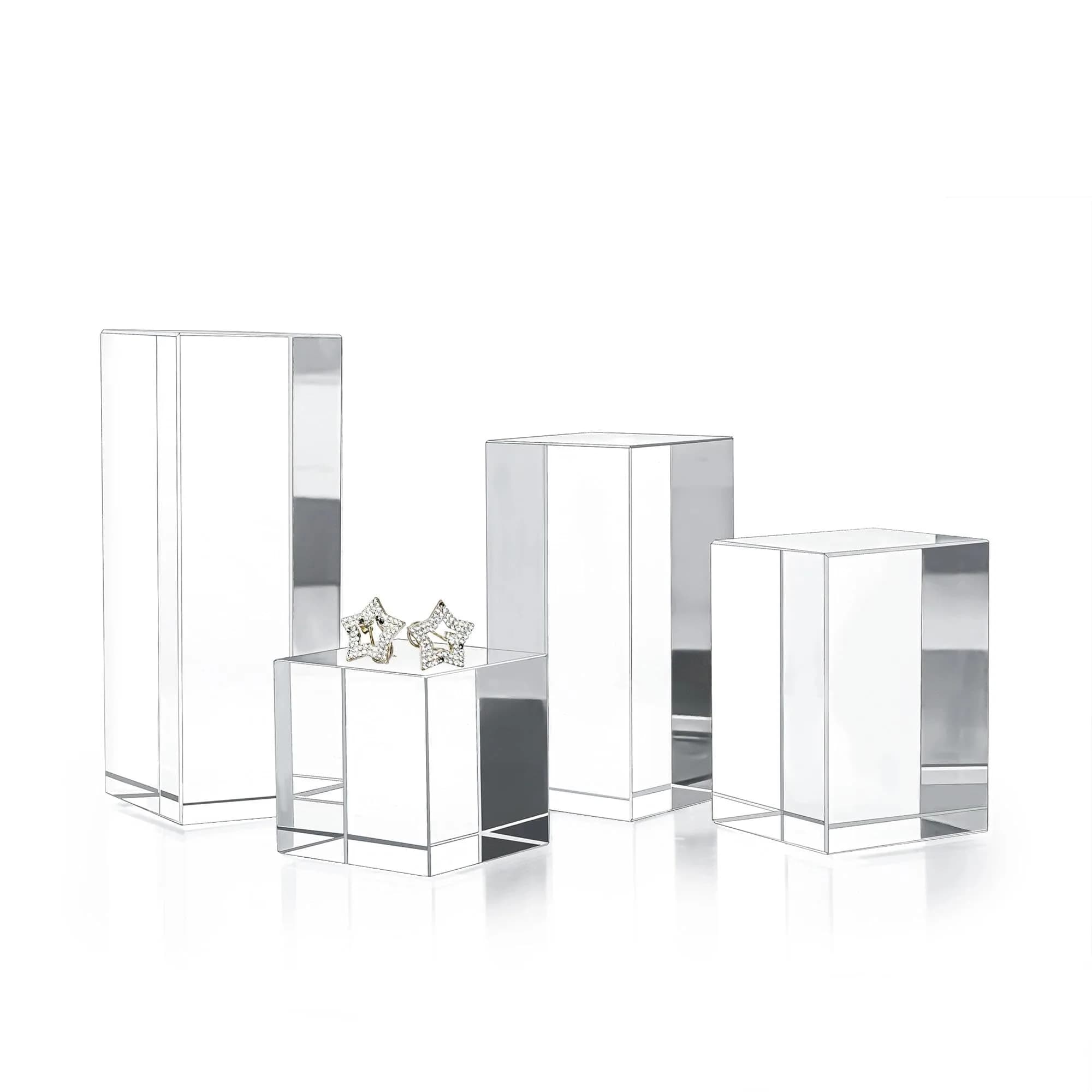 QFkris Clear Polished Glass Cube Photo Props, Solid Glass Display Blocks | Photography & Boutique Decor