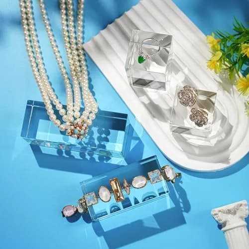 QFkris Clear Polished Glass Cube Photo Props, Solid Glass Display Blocks | Photography & Boutique Decor thumbnail 8