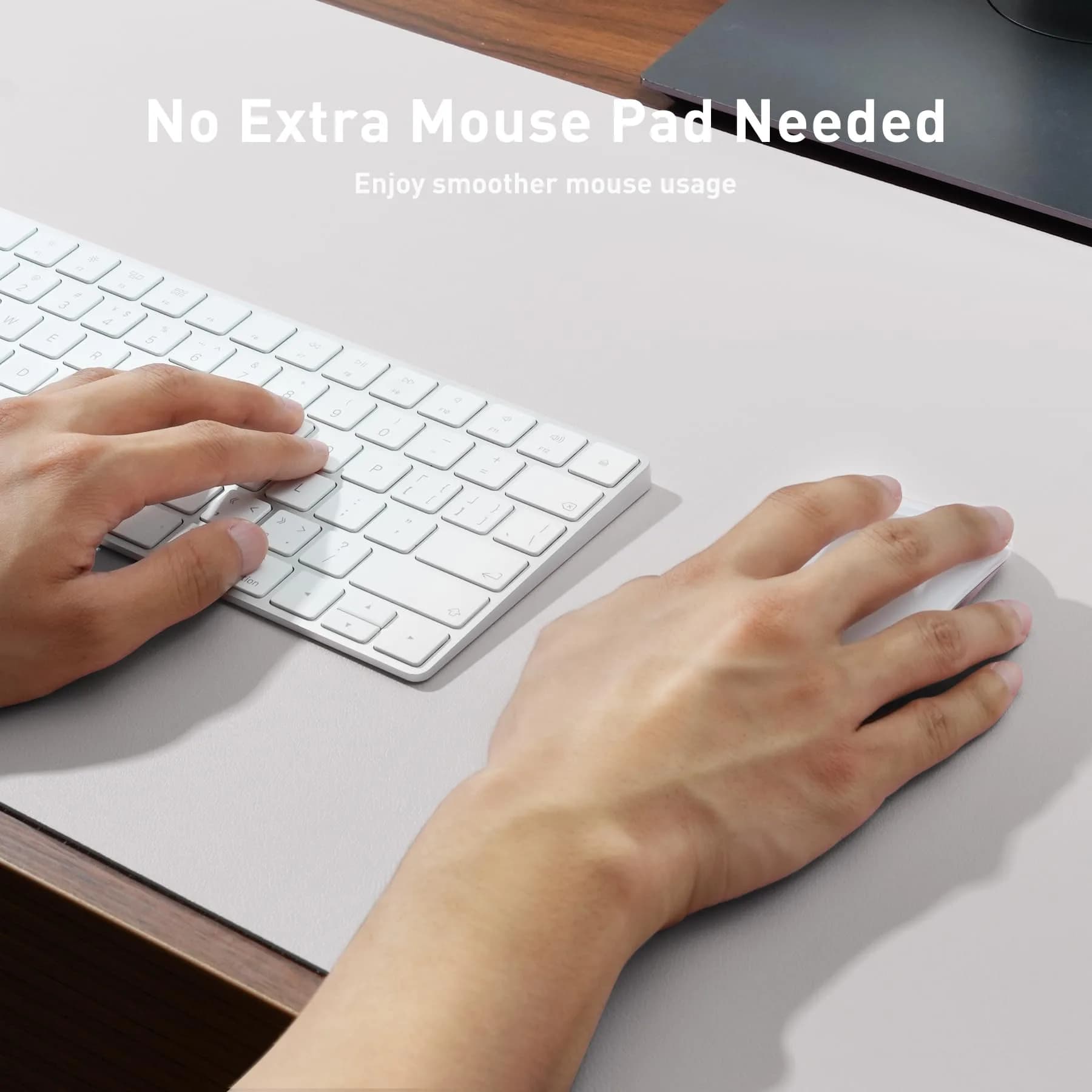 Aothia Faux Leather Desk Mat Pale Lavender White 120cm x 60cm (47.2" x 23.6") | Smooth Waterproof Writing Surface - view 4