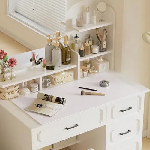 Aothia Faux Leather Desk Mat Pale Lavender White 120cm x 60cm (47.2" x 23.6") | Smooth Waterproof Writing Surface thumbnail 6