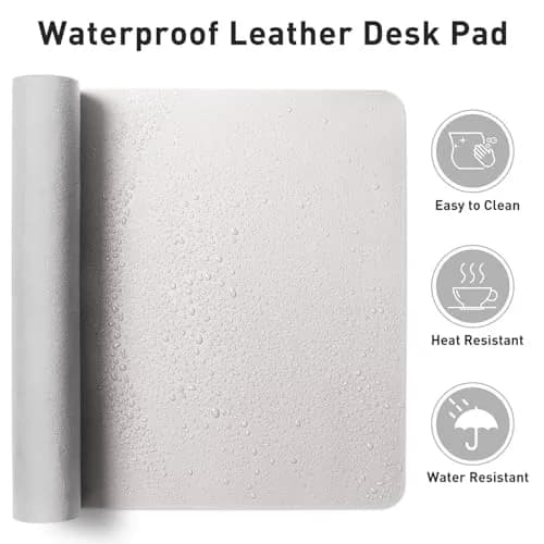 Aothia Faux Leather Desk Mat Pale Lavender White 120cm x 60cm (47.2" x 23.6") | Smooth Waterproof Writing Surface thumbnail 8