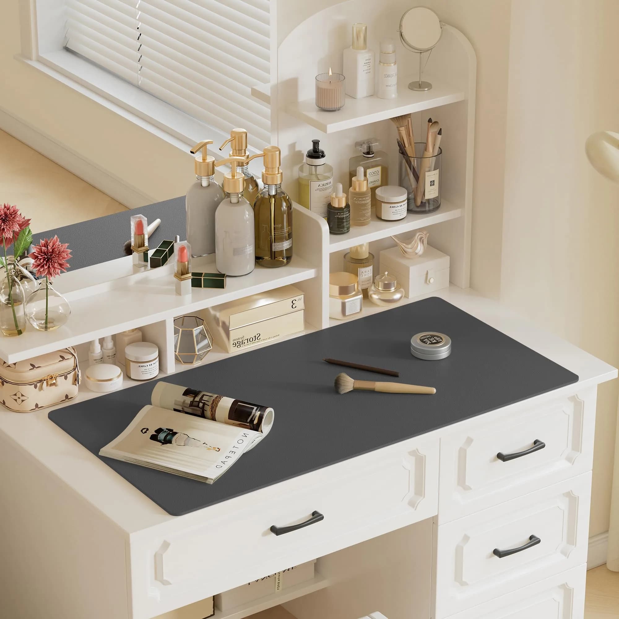 Aothia Faux Leather Desk Mat 119 cm x 60 cm (47.2" x 23.6") | Smooth PU Leather Writing Surface for Office and Home - view 6