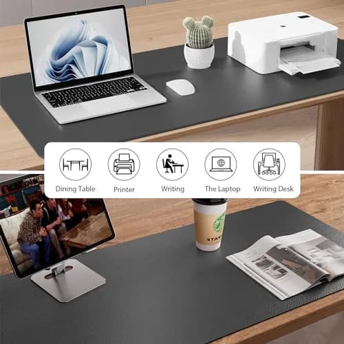 Aothia Faux Leather Desk Mat 119 cm x 60 cm (47.2" x 23.6") | Smooth PU Leather Writing Surface for Office and Home thumbnail 8