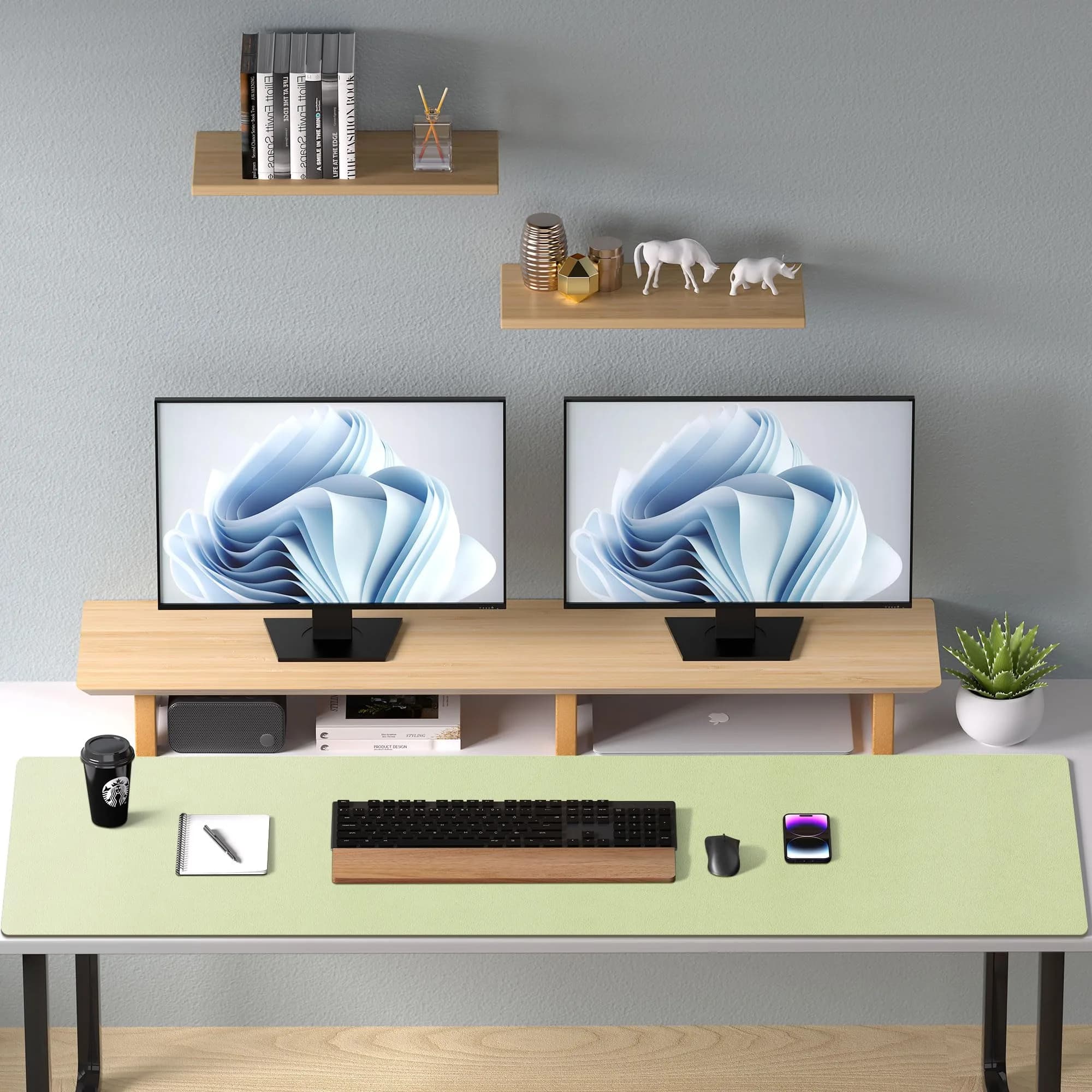 Aothia Grass Green Faux Leather Desk Mat 47.2" x 23.6" | Protects Your Desk with Professional Style - view 9