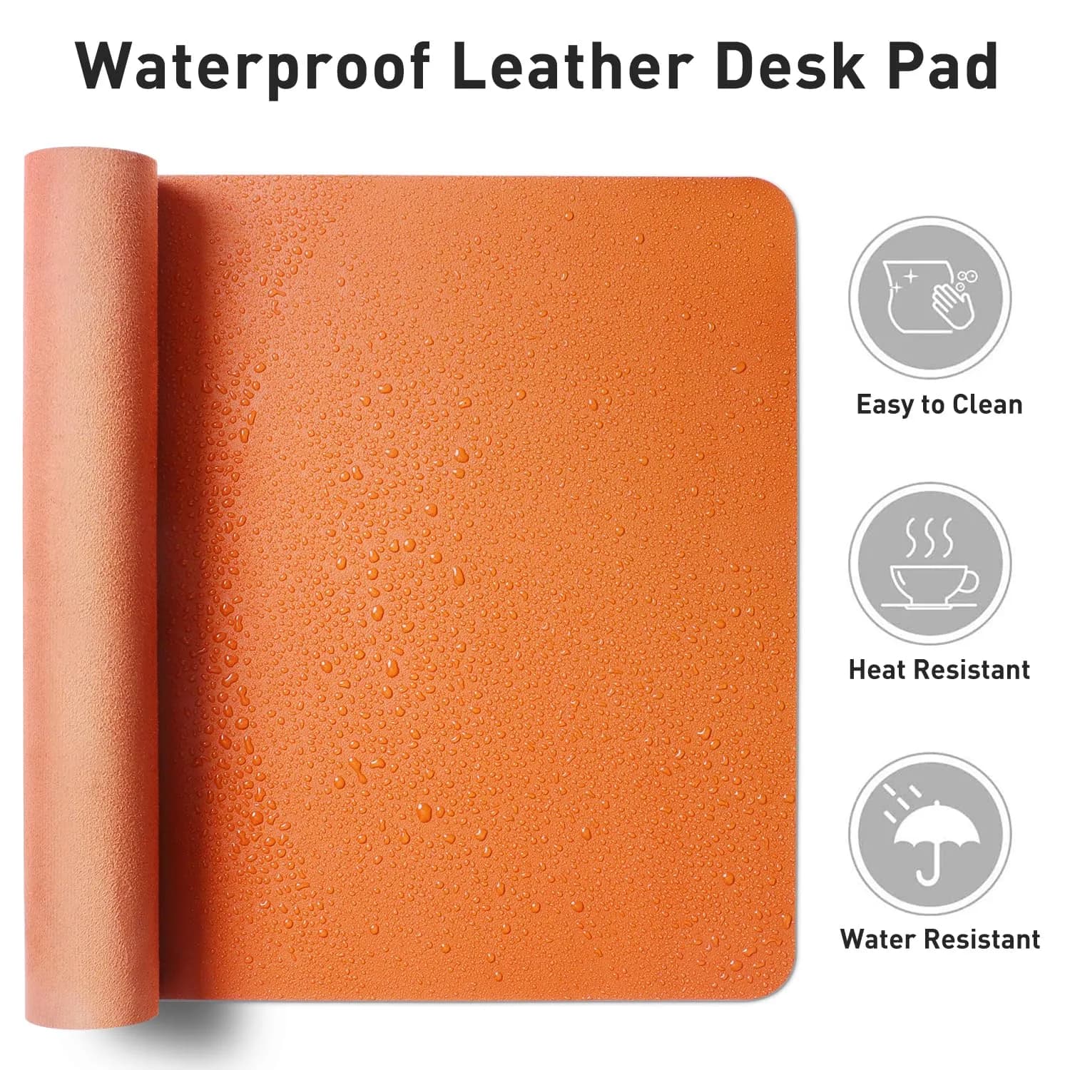 Aothia Hermes Orange Faux Leather Desk Mat 120cm x 60cm (47.2" x 23.6") | Non-Slip PU Leather Blotter for Office and Home - view 7