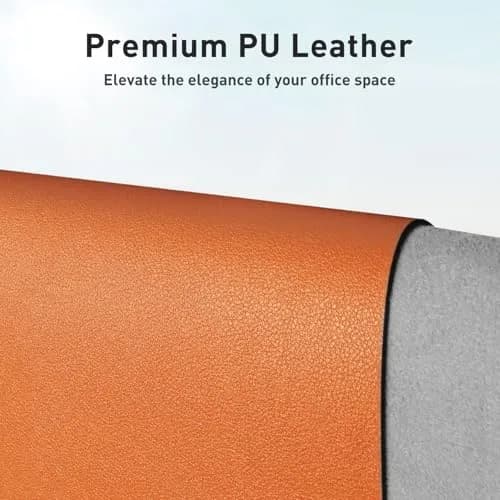 Aothia Hermes Orange Faux Leather Desk Mat 120cm x 60cm (47.2" x 23.6") | Non-Slip PU Leather Blotter for Office and Home thumbnail 2