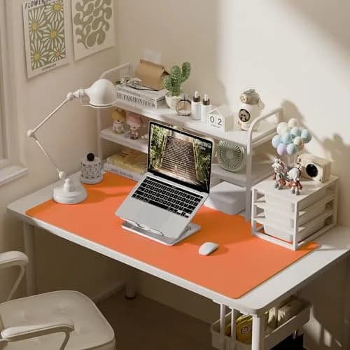 Aothia Hermes Orange Faux Leather Desk Mat 120cm x 60cm (47.2" x 23.6") | Non-Slip PU Leather Blotter for Office and Home thumbnail 3