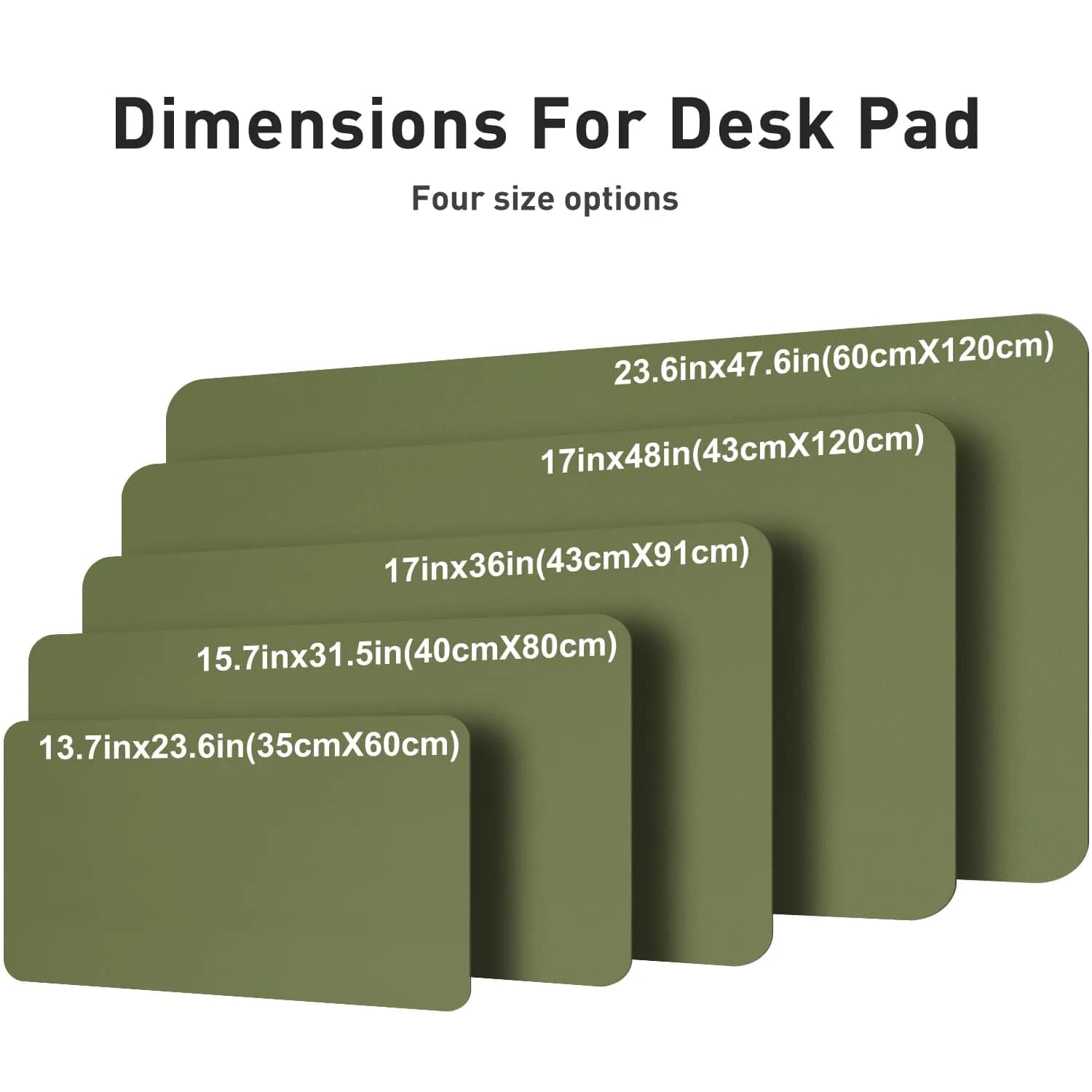 Aothia Faux Leather Desk Mat Large Mouse Pad Olive Green 120cm x 60cm (47.2" x 23.6") | Non-Slip PU Leather Blotter Waterproof Writing Surface - view 5