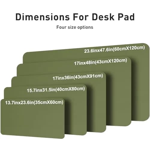 Aothia Faux Leather Desk Mat Large Mouse Pad Olive Green 120cm x 60cm (47.2" x 23.6") | Non-Slip PU Leather Blotter Waterproof Writing Surface thumbnail 5