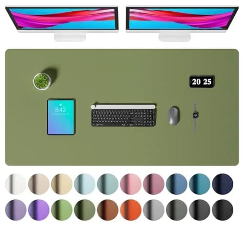 Aothia Faux Leather Desk Mat Large Mouse Pad Olive Green 120cm x 60cm (47.2" x 23.6") | Non-Slip PU Leather Blotter Waterproof Writing Surface thumbnail 1